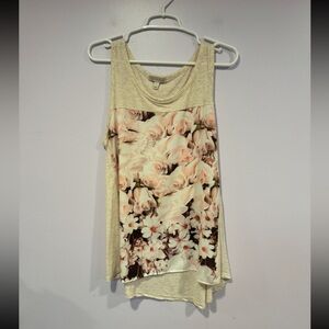 CB tan pink floral graphic tank‎ top